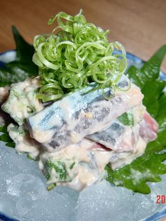 秋刀魚刺身(西京味噌と梅のさっぱり和え)-レシピのメイン写真