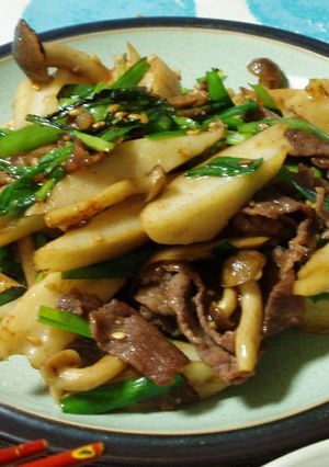 牛肉とゴロゴロれんこんの甘辛炒め-レシピのメイン写真