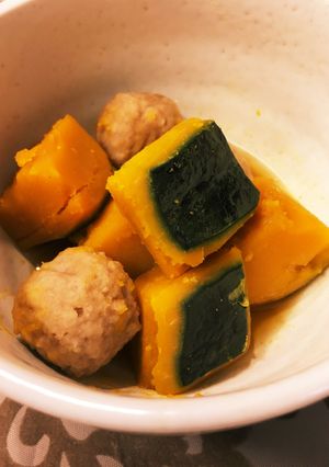 10分で♩かぼちゃ煮 〜市販肉団子添え〜-レシピのメイン写真