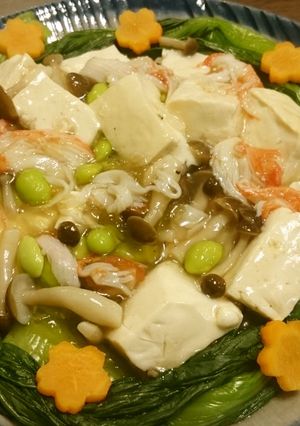 クリスマスリースっぽく！豆腐のうま煮-レシピのメイン写真