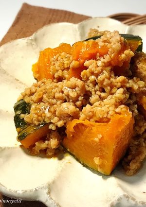 ひと鍋de簡単♡かぼちゃのそぼろ煮-レシピのメイン写真