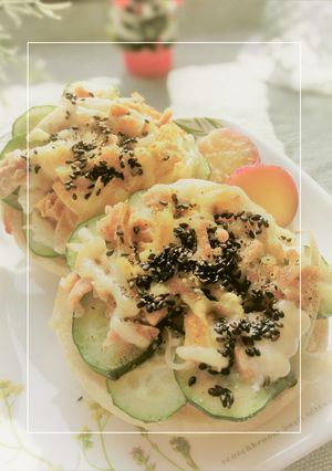 黒酢玉葱×胡瓜×ツナ　さっぱりトースト-レシピのメイン写真
