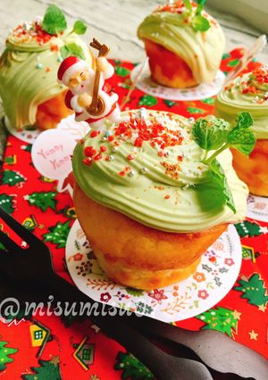 抹茶チーズクリームのクリスマスマフィン-レシピのメイン写真