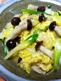 ぶなじめじと凍り豆腐の旬野菜の卵とじ-レシピのメイン写真