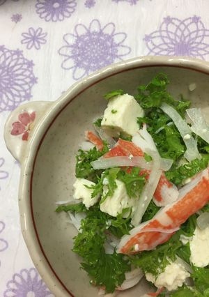 わさび菜と豆腐のシンプルサラダ-レシピのメイン写真