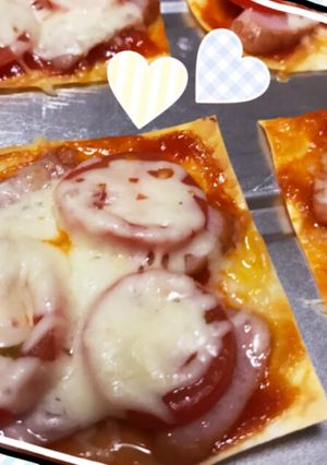 工程たったの2つ♡ワンタンの皮でミニピザ-レシピのメイン写真