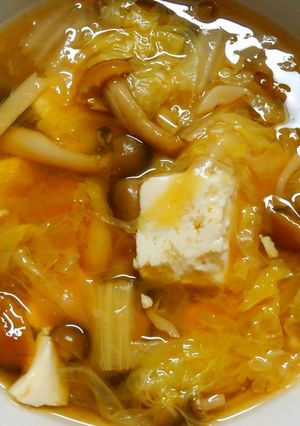 簡単♪和食！山東菜となめこ豆腐の和風煮！-レシピのメイン写真
