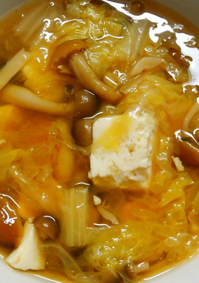 簡単♪和食！山東菜となめこ豆腐の和風煮！-レシピのメイン写真