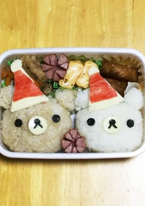 キャラ弁 簡単リラックマサンタ-レシピのメイン写真