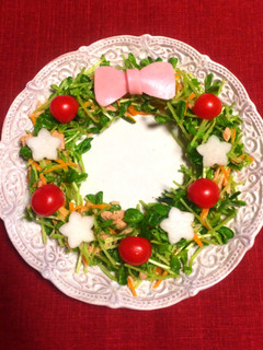 豆苗で簡単*Xmasリースサラダ-レシピのメイン写真