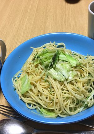 ❶水菜のパスタ❷水菜のスープ❸コーヒー-レシピのメイン写真