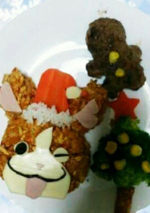 小麦・卵不使用☆クリスマスジバニャンご飯-レシピのメイン写真