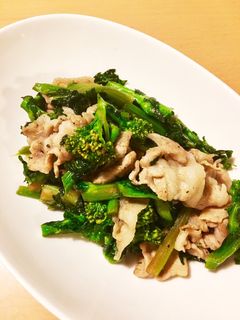 菜の花と豚肉の甘辛炒め-レシピのメイン写真