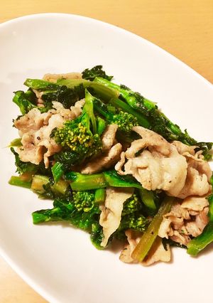 菜の花と豚肉の甘辛炒め-レシピのメイン写真