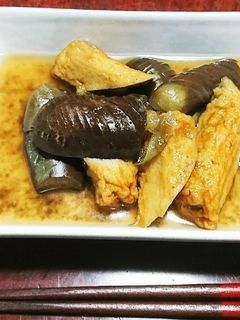 ナスとごぼ天、厚揚げをお出汁でたいたん-レシピのメイン写真
