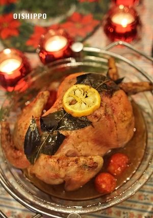 クリスマス丸鶏ローストチキンローリエデコ-レシピのメイン写真