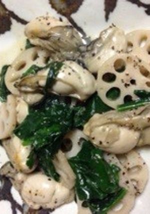 牡蠣とレンコンのバター醤油炒め-レシピのメイン写真