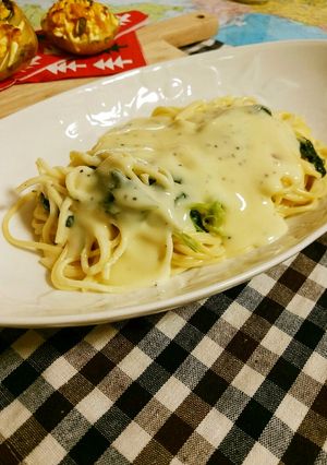 カルボナーラソースでクリームパスタ-レシピのメイン写真