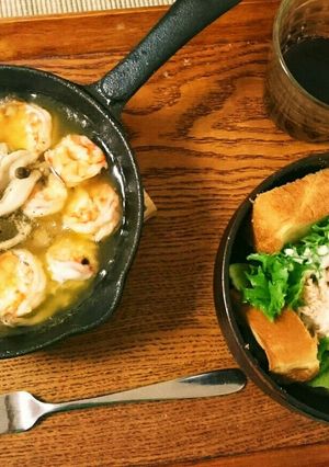 スキレットでエビとしめじのアヒージョ！！-レシピのメイン写真