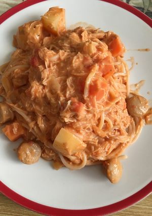 ミネストローネで蟹のトマトクリームパスタ-レシピのメイン写真