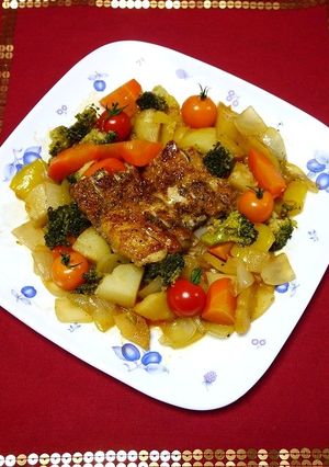 フライパンで！野菜たっぷりローストチキン-レシピのメイン写真
