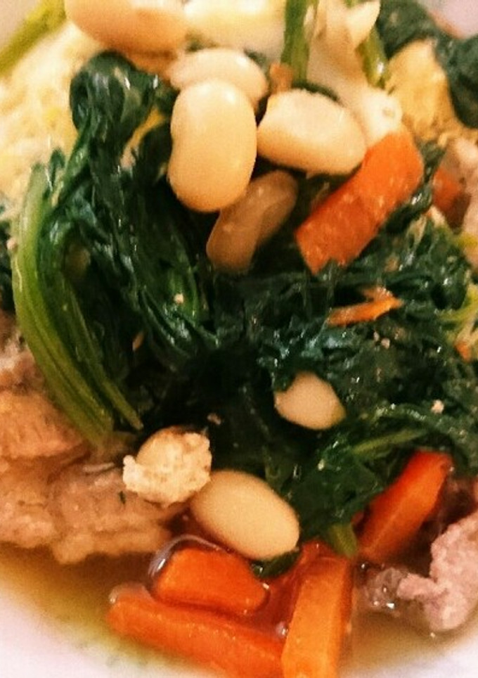 簡単⭐ほうれん草と豚肉&大豆の卵とじ♪-レシピのメイン写真