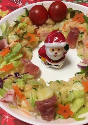 クリスマスリースサラダ-レシピのメイン写真