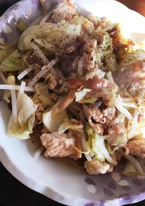 鳥ひき肉となめこ炒め(*^^*)-レシピのメイン写真