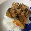 納豆と野菜の甘酢炒めのご飯