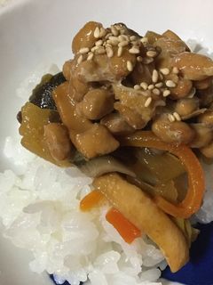 納豆と野菜の甘酢炒めのご飯-レシピのメイン写真
