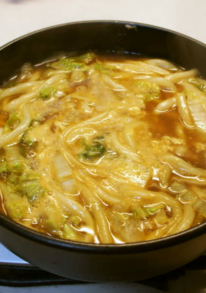 一人鍋で、和風だしのカレーうどん-レシピのメイン写真