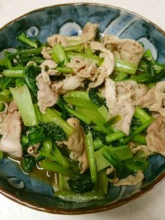 小松菜と豚肉のにんにく醤油炒め-レシピのメイン写真