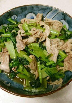 小松菜と豚肉のにんにく醤油炒め-レシピのメイン写真