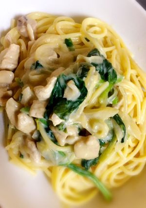 豚肉とほうれん草の豆乳味噌クリームパスタ-レシピのメイン写真
