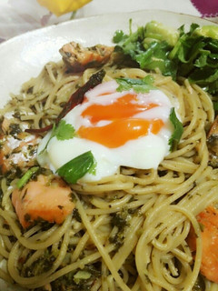 簡単★春菊ジェノベーゼソースと鮭のパスタ-レシピのメイン写真