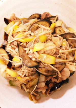 長ネギとなすと豚肉の甘辛炒め-レシピのメイン写真