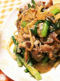 豚肉と春菊のオイスターマヨ炒め-レシピのメイン写真