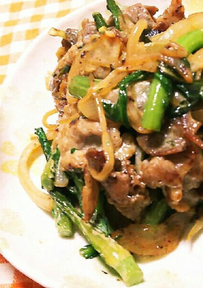 豚肉と春菊のオイスターマヨ炒め-レシピのメイン写真