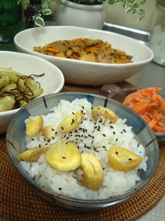 秋の味覚:栗ごはんとお惣菜-レシピのメイン写真