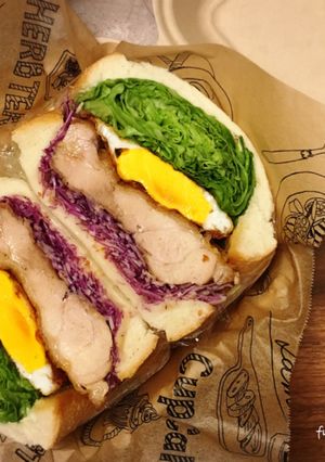照り焼きチキンのわんぱくサンド♪-レシピのメイン写真