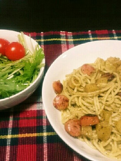 ジャーマンポテトでジェノベーゼパスタ-レシピのメイン写真