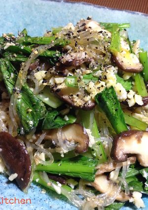 高野豆腐塩そぼろの小松菜と椎茸の炒め物-レシピのメイン写真
