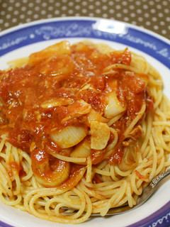 簡単✩ネギとツナのトマトソースパスタ-レシピのメイン写真