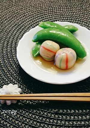 簡単和食。スナップエンドウと手鞠麩煮-レシピのメイン写真