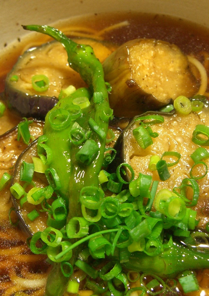 クセになる！ナスの揚げ浸しが乗った素麺！-レシピのメイン写真