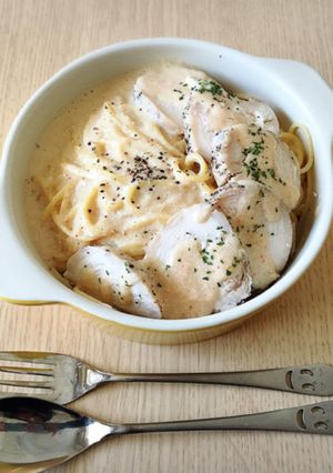 鶏ハムと豆乳明太クリームパスタ-レシピのメイン写真