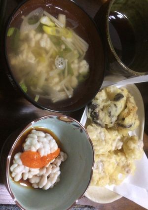 旬の白子3点天ぷら、ポン酢和え、お吸い物-レシピのメイン写真