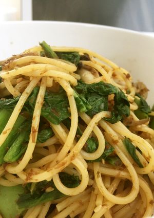 かつお菜と錦松梅のパスタ-レシピのメイン写真