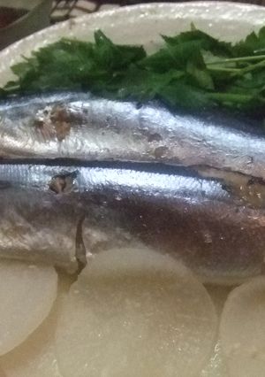 簡単レンチン★生秋刀魚（さんま）の酒蒸し-レシピのメイン写真