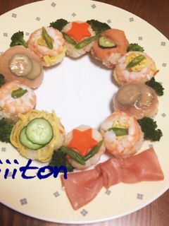 クリスマスに*リースてまり寿司*-レシピのメイン写真